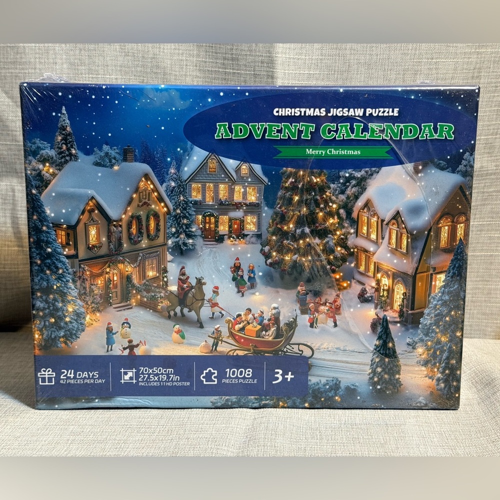 NEW Advent Calendar Jigsaw Puzzle 1008 Christmas Snow Scene Holiday Countdown